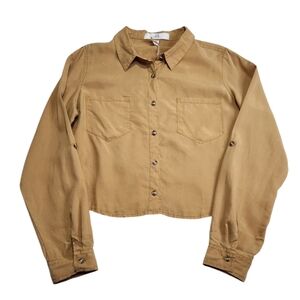 Thread & Supply NWT Tan Cropped Button-Up Long Sleeve Granola Girl Shirt Large